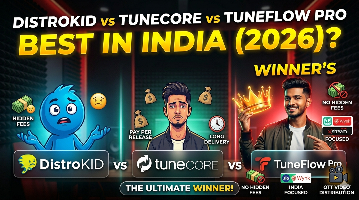 DistroKid vs TuneCore vs TuneFlow Pro: Which is the Best Music Distributor in India (2026)?